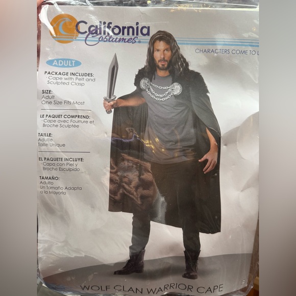 🎃 SALE Warrior Cape | California Costumes Black Halloween Costume - Picture 7 of 8